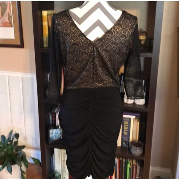 Andrew Marc Size 10 Black /Gold Party Dress NWT - Picture 3 of 10